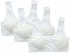 Puchihapi(プチハピ) 初めての ファーストブラ スポーツブラ ジュニア ブラジャー スポブラ ノンワイヤー 小学生 中学生 カップ 取り外し 可能 女子 女の子 タンクトップタイプ (タンクトップタイプ（３枚組）,  Free Size)