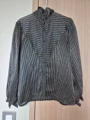 ボーダー柄 ハイネックブラウス 長袖 丸のまま LL(66) XL(77)