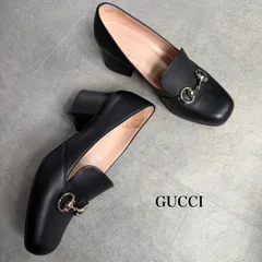 美品 GUCCI グッチ ホースビットパンプス ブラック ゴールド レザー 36 レディースシューズ 23cm