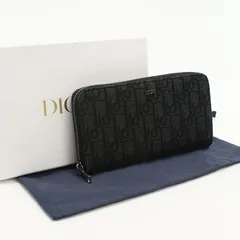 DIOR ディオール ロングジップウォレット ディオールオブリーク 長財布ラウンドファスナー/ジャガード【中古】 メンズ