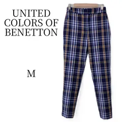 ★美品 UNITED COLORS OF BENETTON ユナイテッド カラーズ オブ ベネトン 青チェック柄 カジュアルパンツ M HMR115-46
