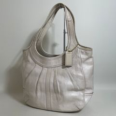 COACH レザー ハンドバッグ ホワイト - メルカリ