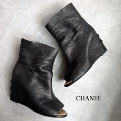 CHANEL シャネル ココマーク ウェジソールブーツ オープントゥー