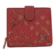 BOTTEGA VENETA コンパクトウォレット イントレチャートレザー パイソン レッド系