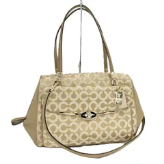 COACH 2WAYハンドバッグ オプアート キャンバス レザー ゴールド 25632