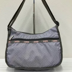115　LeSportsac　レスポートサック　 ショルダーバッグ　斜めがけ　紐調節可能　 クラシックホーボー　ドット　水玉　総柄　 グレー系　白　ピンク　ナイロン　軽量　 レディース