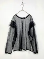Discoat ディスコート 前後2way チュール袖フリル前開き プルオーバー sizeF/黒 ■■レディース