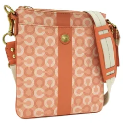 COACH ショルダーバッグ オプアート レザー オレンジ系 43625