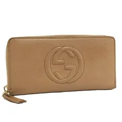 GUCCI ラウンドファスナー 長財布 インターロッキングG ロゴ レザー ベージュ 598187