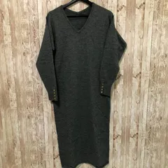 コ　AnneCoquine（アンコキーヌ）　コアスパンヤーンニットVVワンピース　グレー　S
