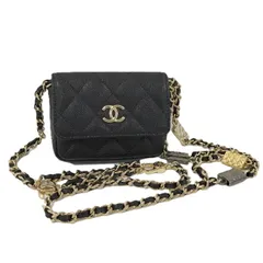 CHANEL チェーンショルダーバッグ ロゴ キャビアスキン ブラック