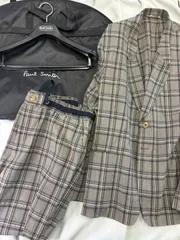 【未使用品】Paul Smith COLLECTION（ポールスミス コレクション） チェック柄 カジュアルセットアップ アンコンスーツ イージーパンツ仕様／毛・ポリ混 夏対応／ジャケットXLX・パンツXXL（XL相当）