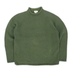 ジェイクルー J.CREW 90s 90年代 ロールネック コットンニット 無地 定番 ハイネック 巨人タグ USA ヴィンテージ アメリカ 古着 メンズ ニット セーター オリーブグリーン M【中古】