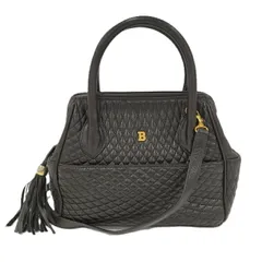 BALLY 2WAYハンドバッグ キルティングレザー ブラック