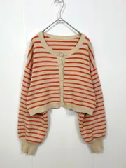 CIAOPANIC チャオパニック ショート丈 ボーダーニット カーディガン sizeone/ベージュ×オレンジ ■■レディース