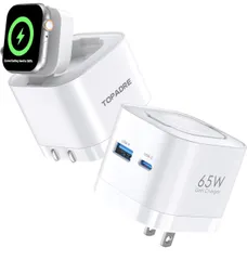 TOPADRE for Applewatch アップルウォッチ 充電器 65W 3 in 1 Type-c 充 電器 急速【折りたたみ式プラグ·超軽量·超小型·PSE認証·GaNIII技術】PD3.0規格