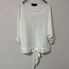 《美品》UNTITLED 半袖ニット ホワイト 2 裾リボン キレイめ 上品