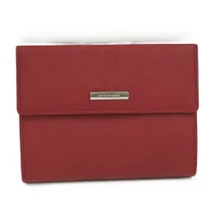 BURBERRY 三つ折り財布 がま口 レザー レッド