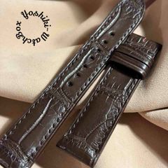 cro-2059 クロコダイル 腕時計ベルト ブラウン (ラグ幅21 mm