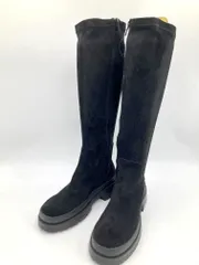 美品 nano universe ナノユニバース スエード 厚底 ロング ブーツ size22.5/黒 ■■レディース