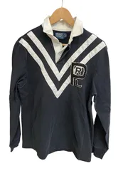  Polo by Ralph Lauren  ポロバイラルフローレン　ラガーシャツ　Vライン　長袖　ブラック　メンズ　サイズM【Z1796】