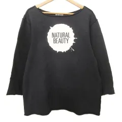 ナチュラルビューティーベーシック NATURAL BEAUTY BASIC カットオフ ロゴプリント トレーナー スウェット M 黒 ブラック MMTのサムネイル