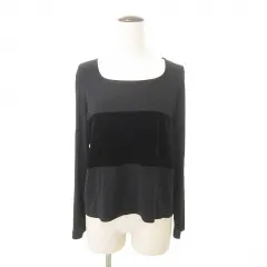 フォクシー FOXEY RABBITS 美品 ベロアライン 長袖 カットソー 長袖 日本製 黒 ブラック