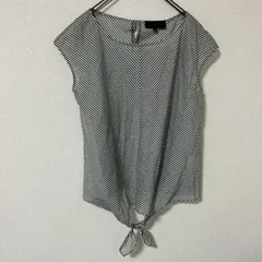 UNTITLED 裾リボンブラウス グレー ホワイト 2 キレイめ ボーダー