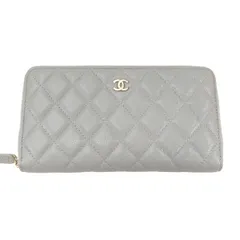 CHANEL シャネル マトラッセ ラウンドファスナー 長財布 キャビアスキン グレー 管理番号：11007