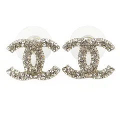 CHANEL シャネル ココマーク ラインストーン ピアス シルバー 管理番号：11010