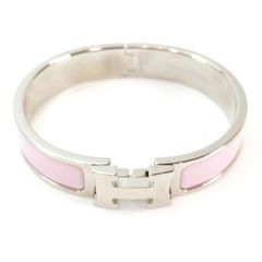 HERMES エルメス クリックH バングル ブレスレット シルバー×ピンク