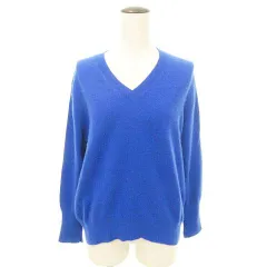 23区 オンワード樫山 美品 カシミヤ ウール Vネック ニット セーター 青 ブルー