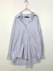 ZARA ザラ 2509/702/044 オーバーサイズ ストライプ 長袖 シャツ sizeXS/白×青 ■■レディース