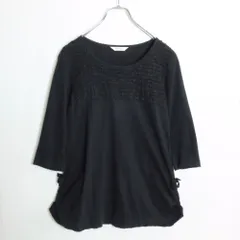 ピンクハウス★七分袖カットソー 段々フリル♪ 黒系 シャーリング＆リボン z18099