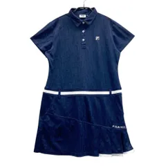サイズ：LL FILA GOLF フィラゴルフ  半袖ワンピース ロゴ柄 ネイビー系 [240101598889] ゴルフウェア レディース ストスト