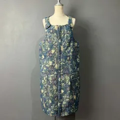 日本製 NAVY.WO ネイビーウォ ジャンパースカート ジャガード 比翼ボタン ボタニカル 花柄 総柄 レディース 2