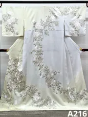 特選 訪問着 金糸 刺繍 牡丹 正絹 躾糸付き A216