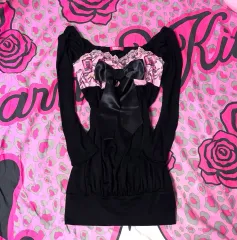 マーズ ブラックピンク フリルレース Perfume リボンワンピース 姫ギャル ピンター00s