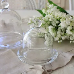 ガラスドーム＆ソーサー Ｓ ミニ ガラスケース ガラスドーム (1039) ガラス製 蓋付き ケース アンティーク風 アンティーク調 シャビーシック ブロカント 洋風 ヨーロピアン フレンチテイスト アンティーク 可愛い おしゃれ