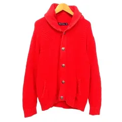 ローズバッド ROSE BUD COUPLES ショールカラー ニット カーディガン M 赤 レッド A0113