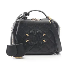 シャネル CHANEL ショルダーバッグ CCフィグリー バニティバッグ A93343 ブラック キャビアスキン(グレインドカーフ) CCフィリグリー マトラッセ バニティ チェーンショルダー