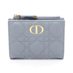 ディオール Dior 二つ折り財布 CARO カロ ダリアウォレット カナージュ S5173UWHC_M81B ブルーグレー レザー Caro Dahlia ウォレット レディース 未使用