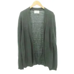 グリーンレーベルリラクシング ユナイテッドアローズ green label relaxing ノーカラー カーディガン 長袖 無地 薄手 Mサイズ 緑 グリーン ■YHS10