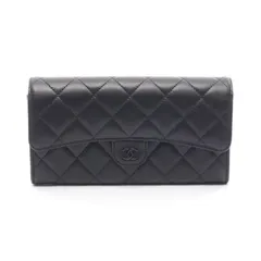 シャネル CHANEL 二つ折り長財布 クラシック ロング フラップ ウォレット マトラッセ AP0241 ブラック レザー マトラッセ ZIP長財布 レディース Used A