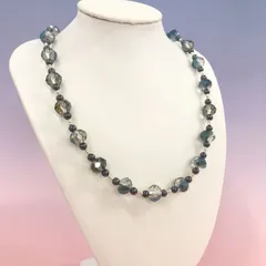 【福祉施設制作】波流作　ネックレス　「ガラスビーズのネックレス」NO.5014　P