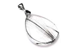 【１点物】シルバー925☆AAクリア ブラックトルマリンインクォーツ　29x21mm　ドロップ ペンダントトップ パワーストーン 天然石 _PC9791