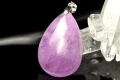 【１点物】シルバー925◇高発色 クンツァイト　32x21mm　ドロップ ペンダントトップ パワーストーン 天然石 _PC9769