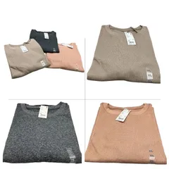 1　 F-015-421　未使用 　 3色セット　ユニクロ　UNIQLO　WOMEN 　ワッフル クルーネックT 　七分袖 　UNIQLO　 XXL 　バスト 98-104cm