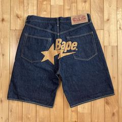 A BATHING APE デニムショートパンツ Bapeロゴ - メルカリ