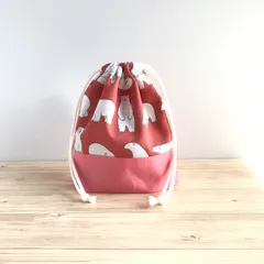 ハンドメイド 巾着袋 入園入学グッズ コップ袋 クマ柄